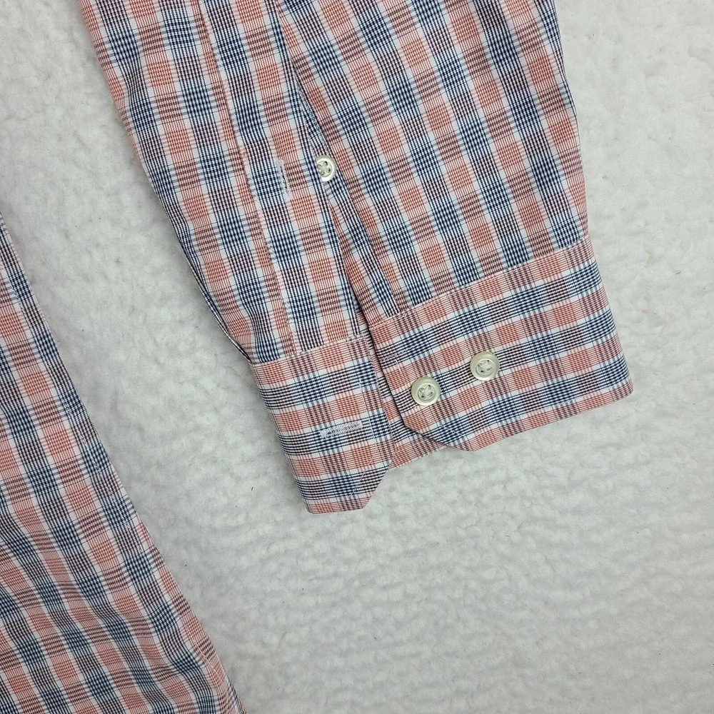 Banana Republic Shirt Mens XL Blue Orange Non‎ Iron Tailored Slim Fit Button Up